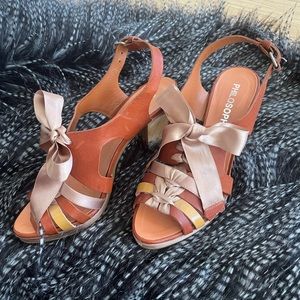 Philosophy heeled satin lace up sandal